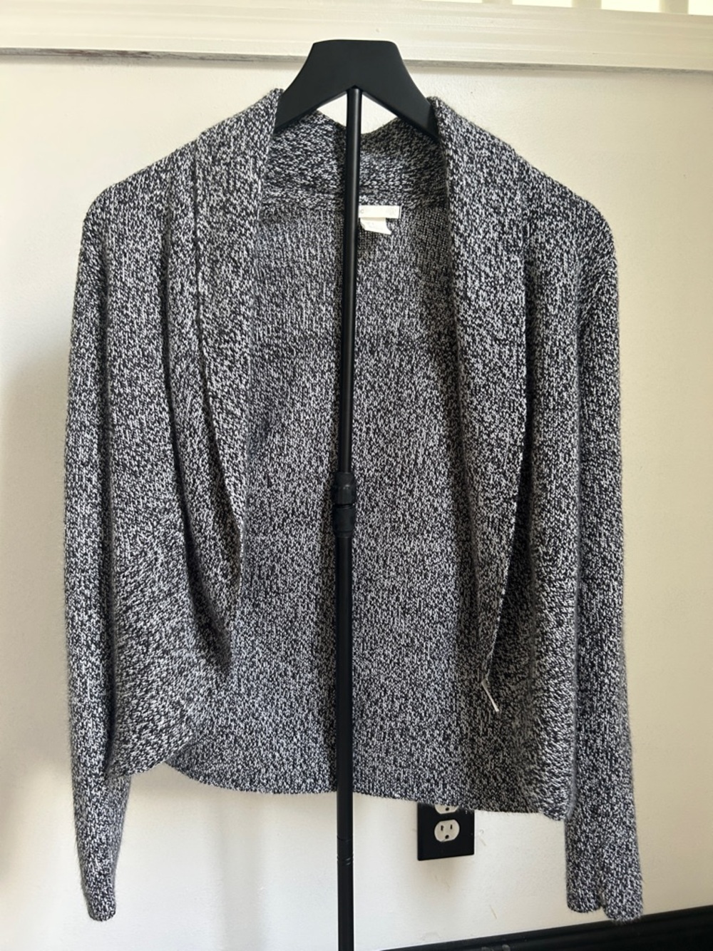 H&M Black and White Marled Open-Front Cardigan